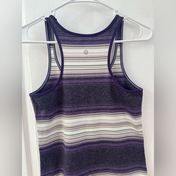 Lululemon Refresh Racer Tank Osaka Stripe Heathered Black Grape / Going Grape 8 - Picture 9 of 12